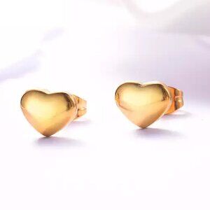 💖 Heart Stud Earrings Stainless Steel Rose Gold Trendy Jewelry Love